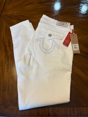 True Religion White Skinny Jeans with Rhinestones